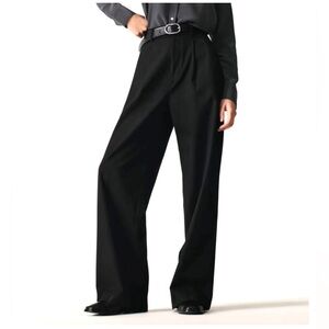 Everlane Black High Waisted Wide Leg Pants Women Size 00 SHORT Work Office